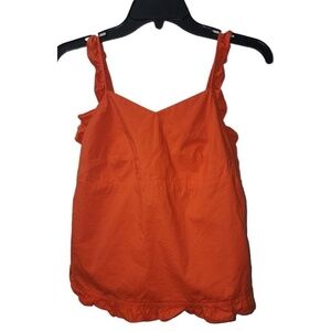 Ruffle‎ Tank Top Sleeveless V-Neck Summer Casual Blouse Orange Size S